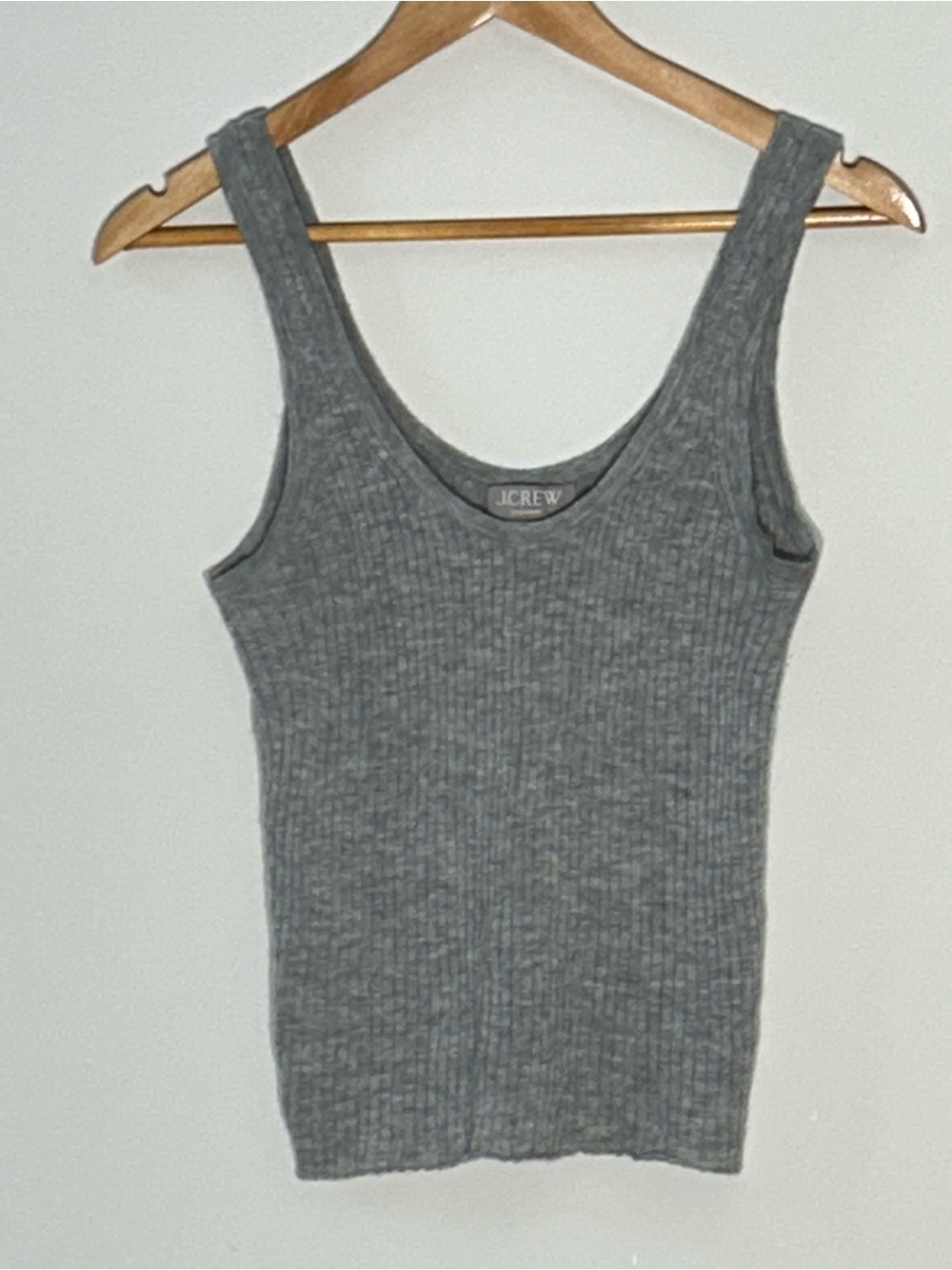 J. Crew Gray Ribbed Scoop Neck Cashmere Tank